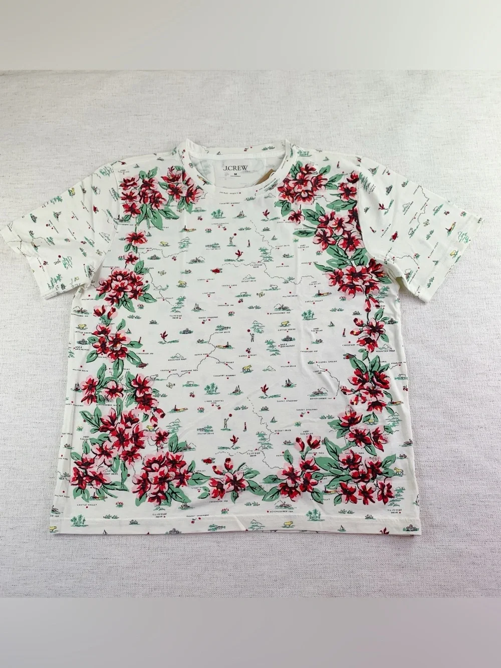 J Crew New Broken-in jersey relaxed-fit map graphic T-shirt short sleeve floral